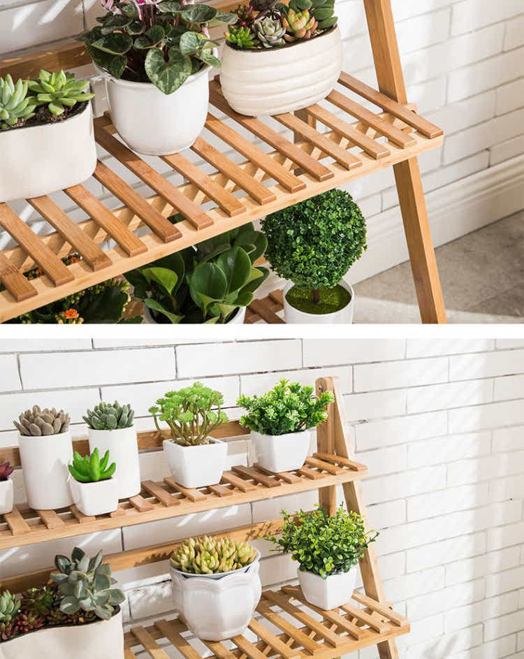 DS BS 3 Tier Foldable Bamboo Deco Plant Rack