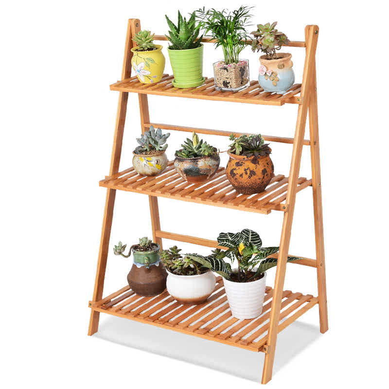 DS BS 3 Tier Foldable Bamboo Deco Plant Rack