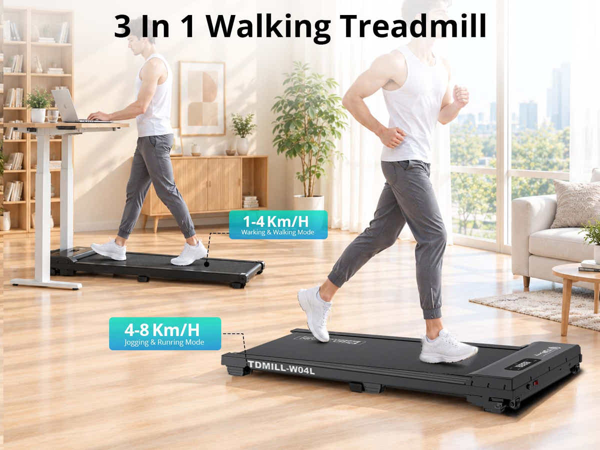 Treadmill Walking Pad With Manual Incline Black Color