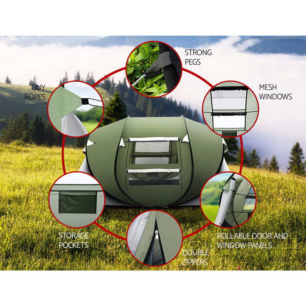 Weisshorn Instant Up Camping Tent 4-5 Person Pop up Tents Family Hiking