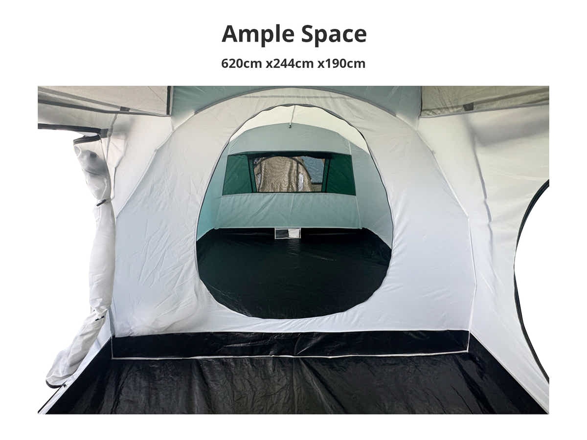 DS Family Camping Tent 12 Person Hiking Beach Tents (3 Rooms) Green