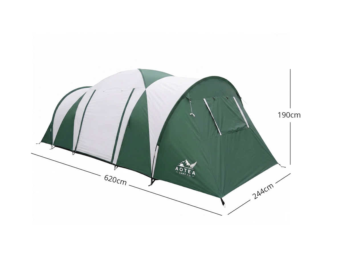 DS Family Camping Tent 12 Person Hiking Beach Tents (3 Rooms) Green