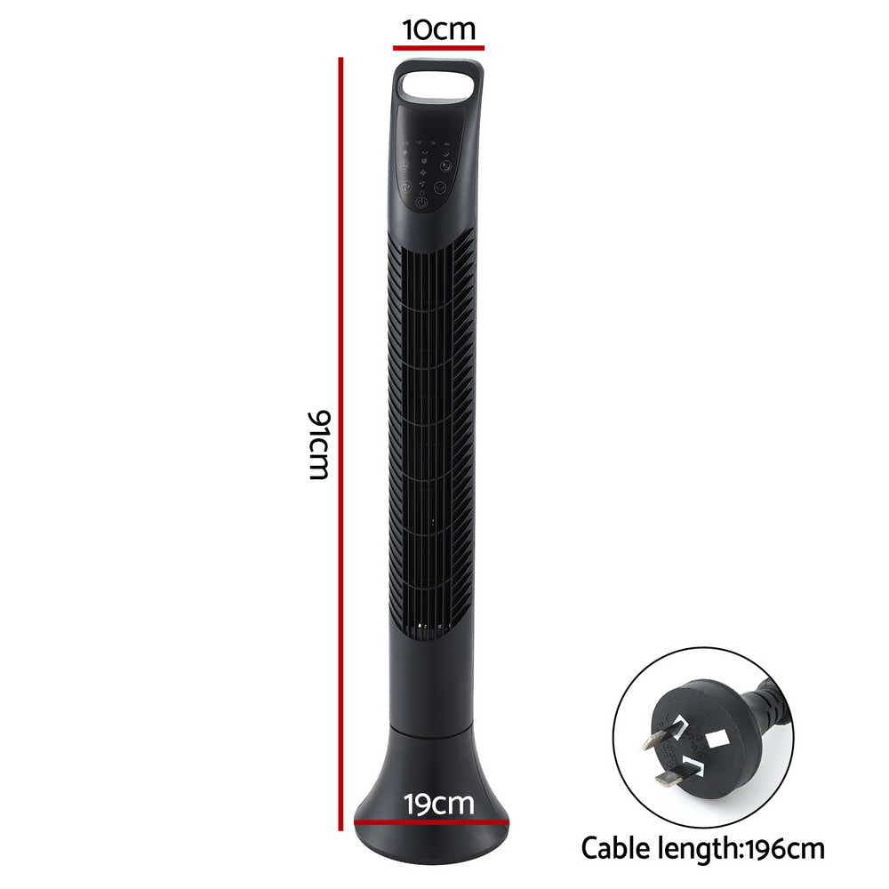 DS NA Devanti Tower Fan Oscillating 3 Speeds with Remote 91cm