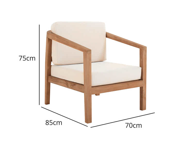 Jason Teak wood Single Seater Creamy