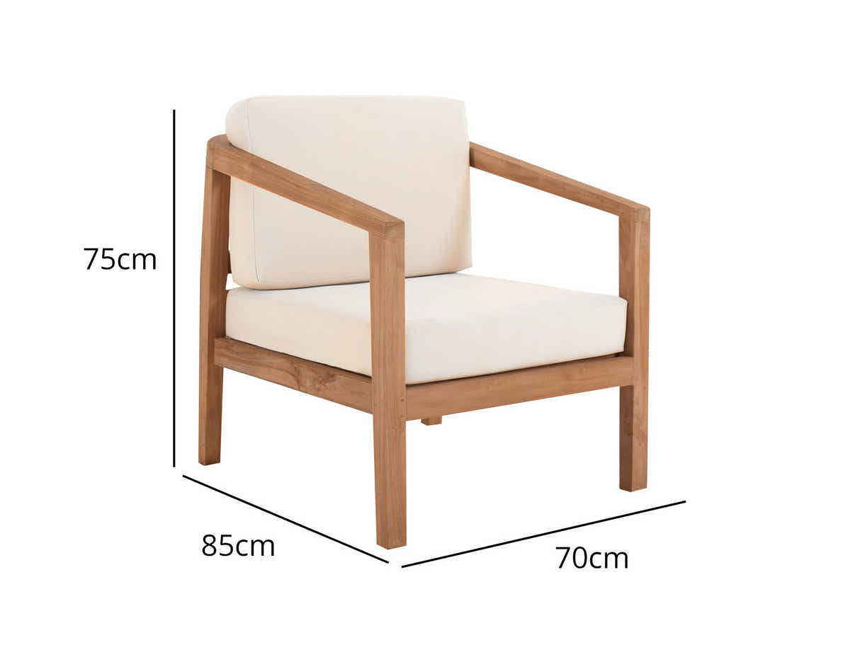 Jason Single Seater Teak Wood Outdoor Chair – Cream