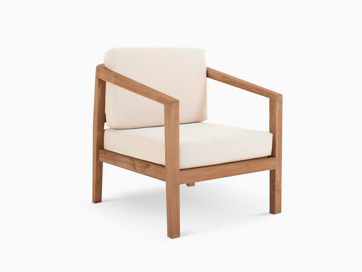 Jason Single Seater Teak Wood Outdoor Chair – Cream