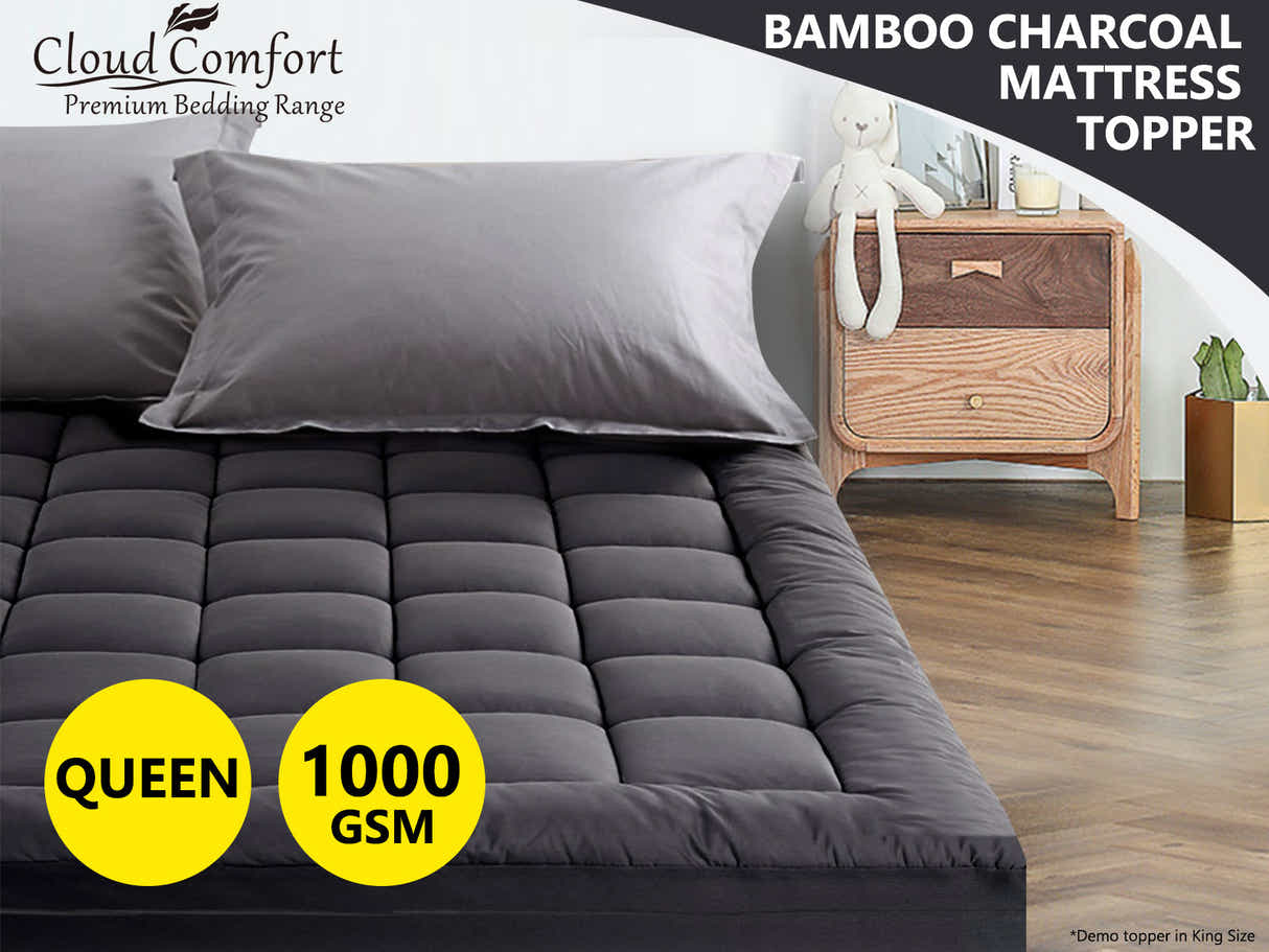 Bamboo Charcoal Mattress Topper - Queen