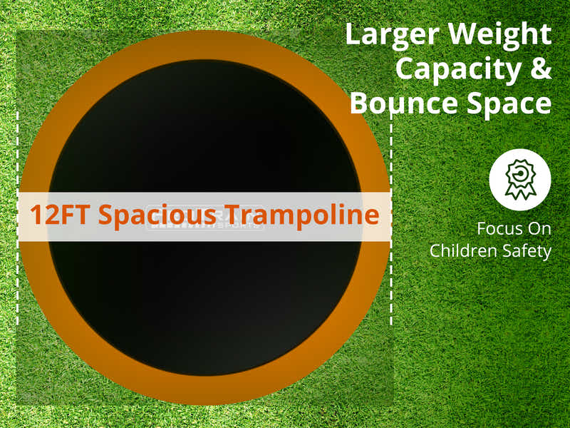 Arc Trampoline Orange with Basketball Hoop - 12ft