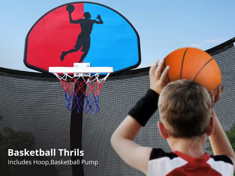 Arc Trampoline Orange with Basketball Hoop - 12ft