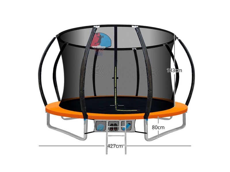 Arc Trampoline Orange with Basketball Hoop - 14ft