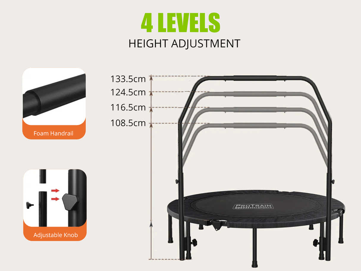 Mini Trampoline with Handle 48-inch - Black
