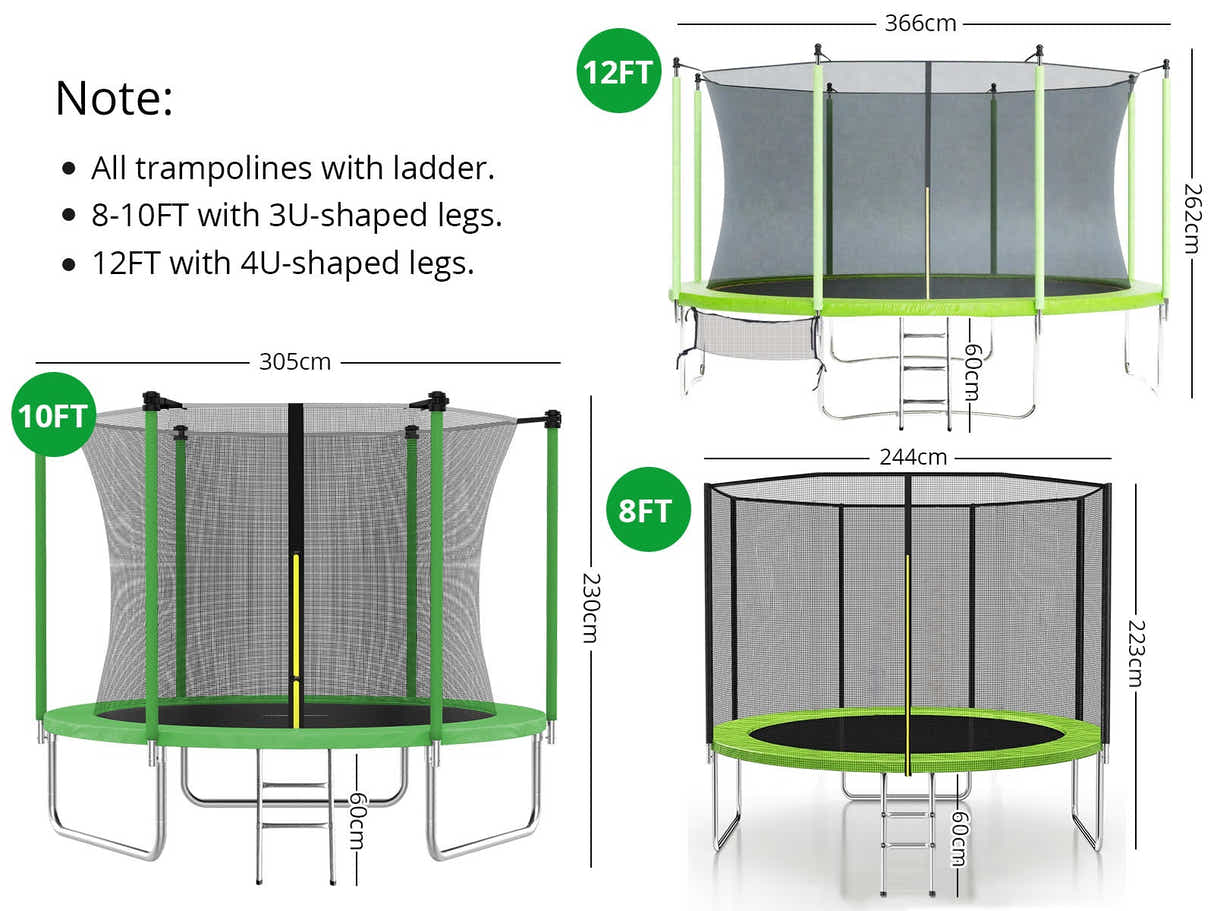 Trampoline Lime with Outside Net - 8ft