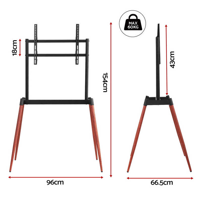TV Stand 32-75 inch LED LCD Screen Wooden Floor Easel Height Adjustable