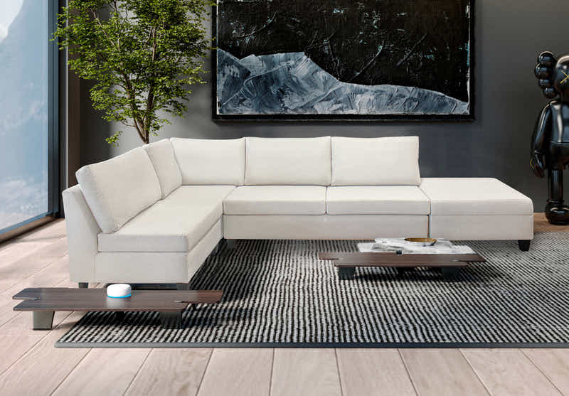 DS NZ Made Bhumi Corner Sofa with Ottoman - Kido Marble