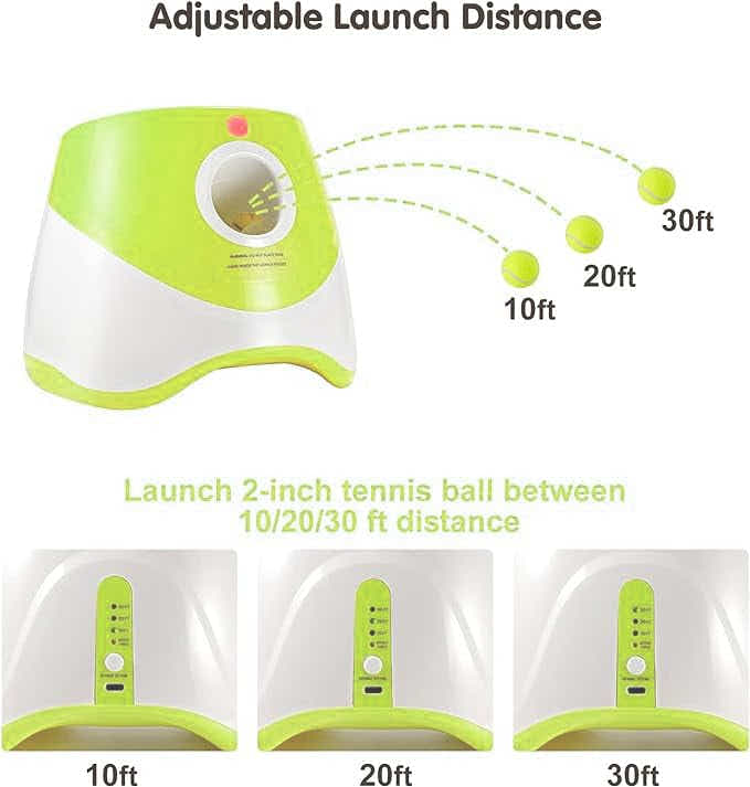 DS NA Automatic Dog Ball Launcher with 15 Mini Tennis Balls & Mesh Bag – Recharg