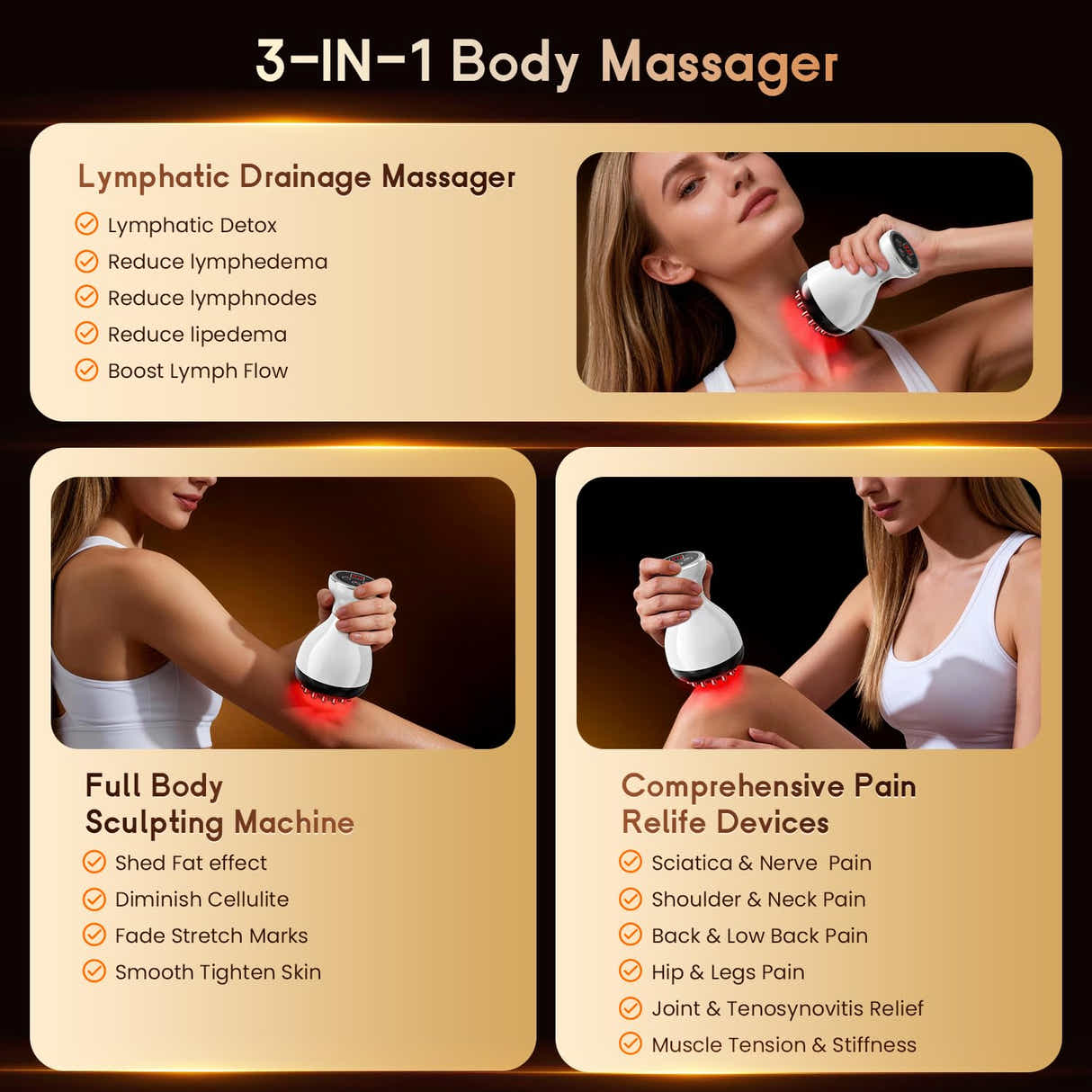 DS NA 4-in-1 Cordless Body Sculpting Massager – Rechargeable Massage Tool