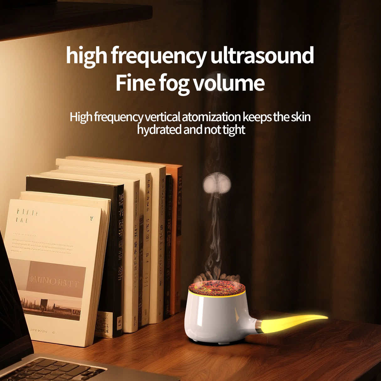 DS NA Pipe-Shaped Aromatherapy Humidifier with LED Flame & Mist – USB Desk