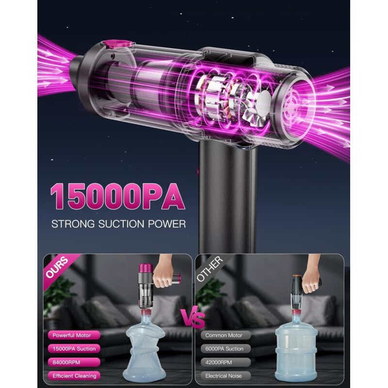 DS NA 4-In-1 Powerful Cordless Car Vacuum Cleaner, 15Kpa Mini Cordless Handheld