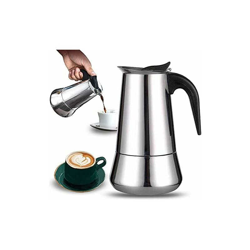 DS NA 12-Cup Italian Coffee Maker In Stainless Steel, Suitable For All Types Of
