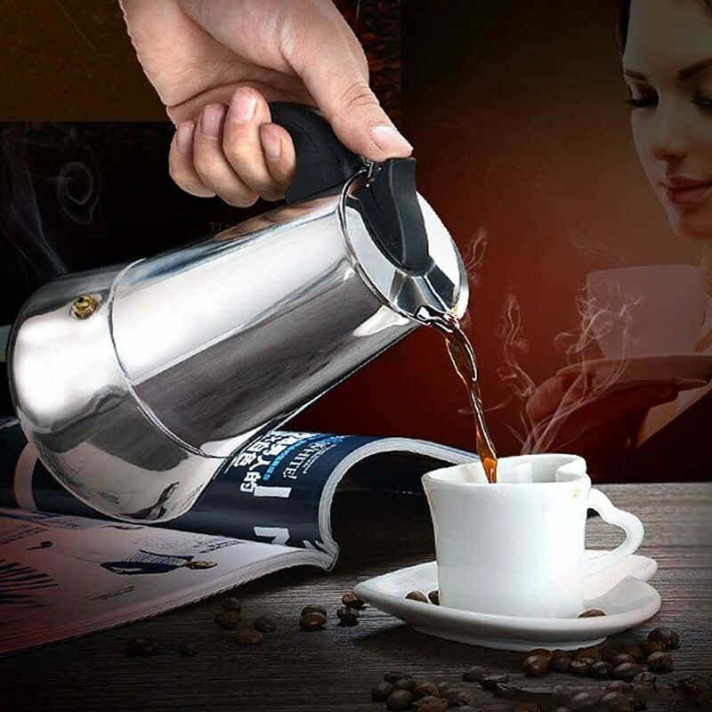 DS NA 12-Cup Italian Coffee Maker In Stainless Steel, Suitable For All Types Of