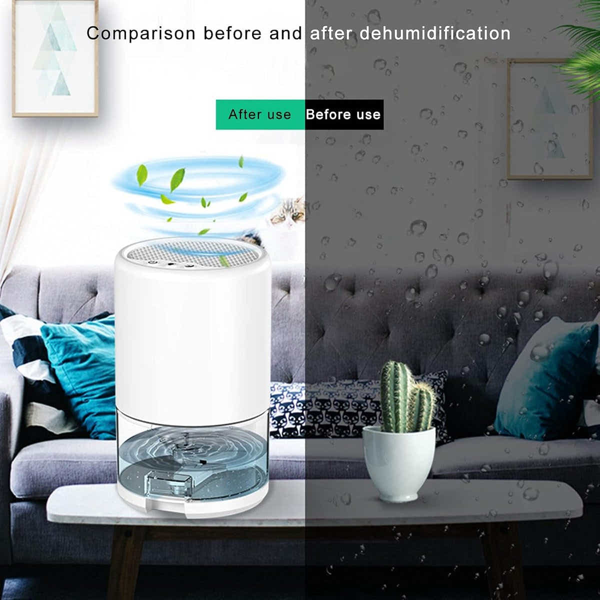 DS NA Dehumidifier Air Dehumidifier Portable 3 L/h With 1 L Water Tank Black