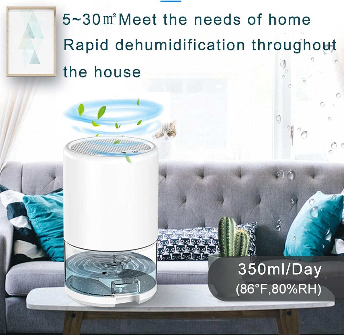 DS NA Dehumidifier Air Dehumidifier Portable 3 L/h With 1 L Water Tank Black