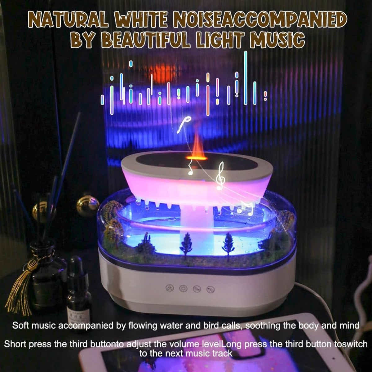 DS NA Humidifiers - Aromatherapy Humidifier With 7-Color Night Light and Music