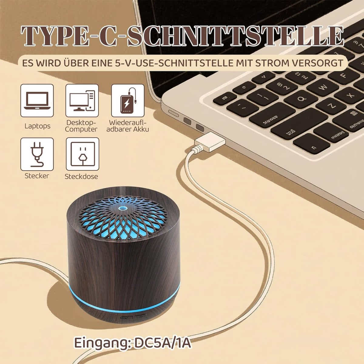 DS NA Humidifiers - Aromatherapy Humidifier - 300ml Diffuser 7-Color LED