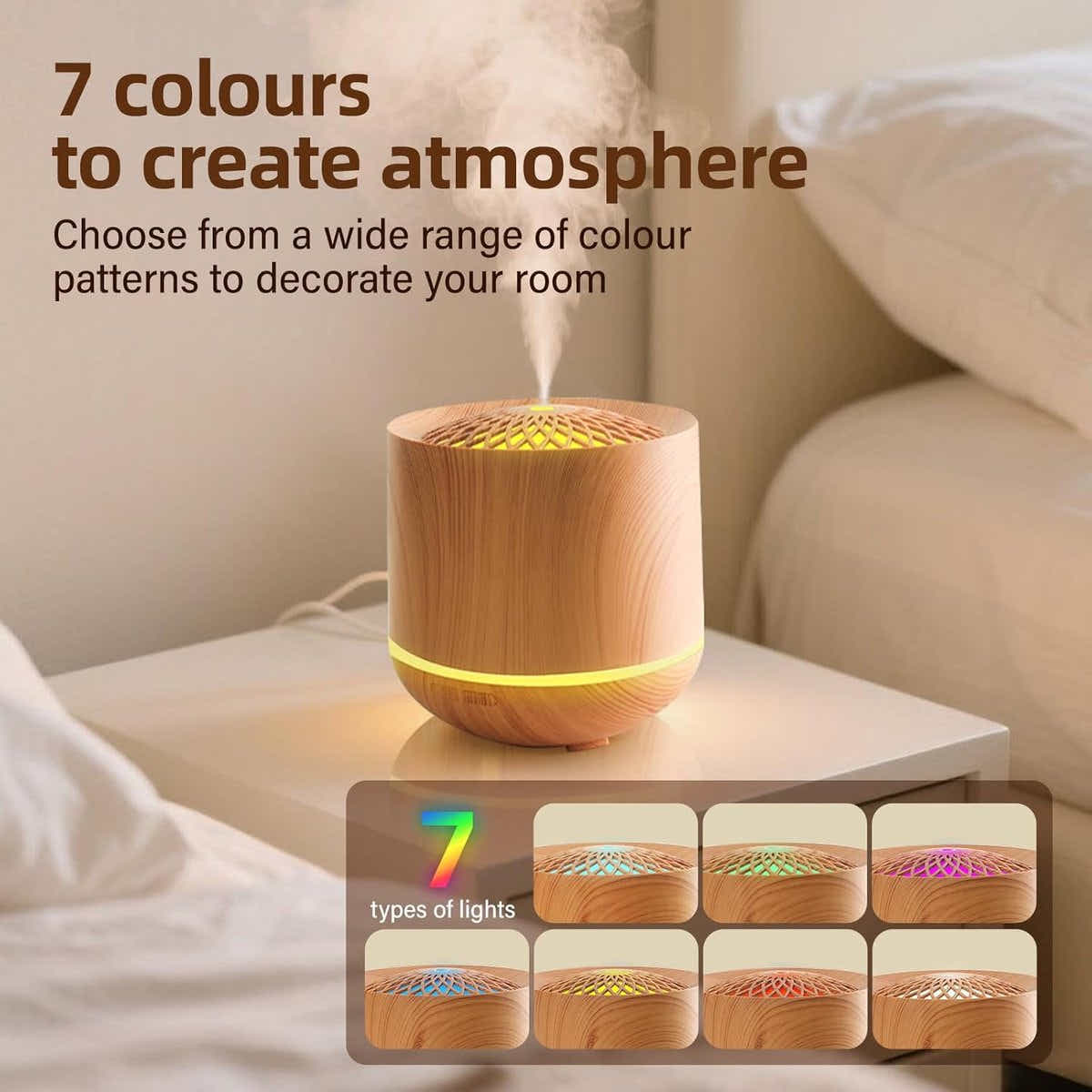 DS NA Humidifiers - Aromatherapy Humidifier - 300ml Diffuser 7-Colors Led