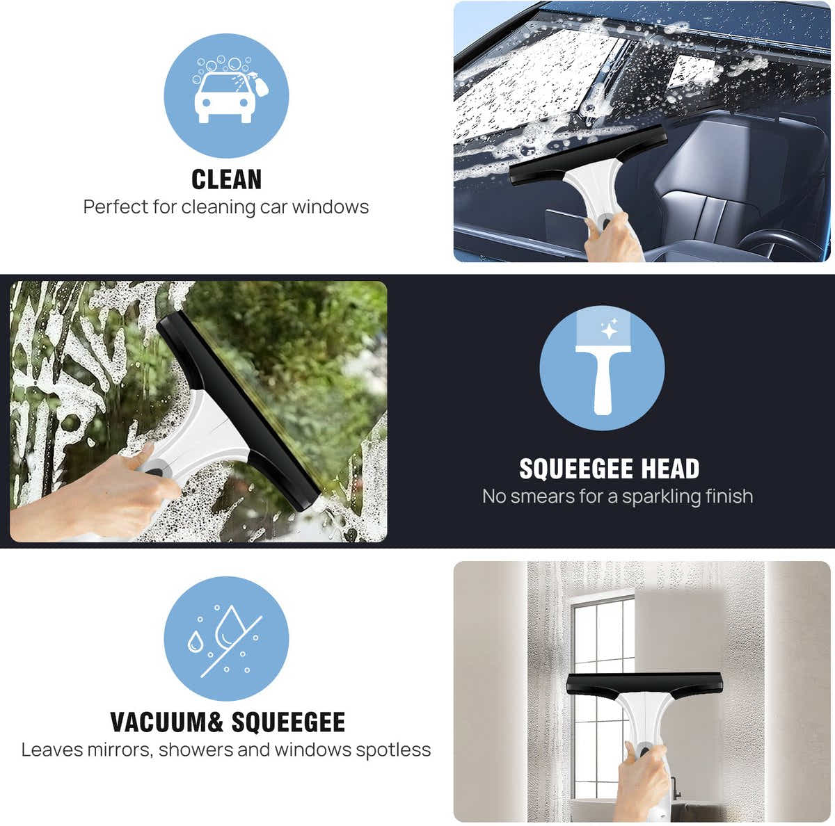 DS NA Windshield Wiper – Window Cleaner Squeegee Tool for Glass & Car Windshields