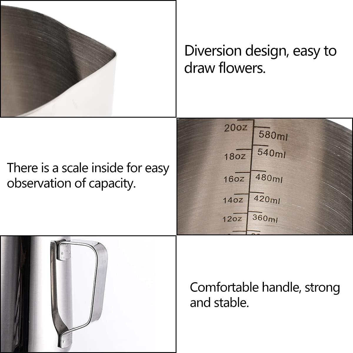 DS NA Stainless steel milk jug, 2 pieces, frothers, pitchers, 350 ml, 600 ml, st
