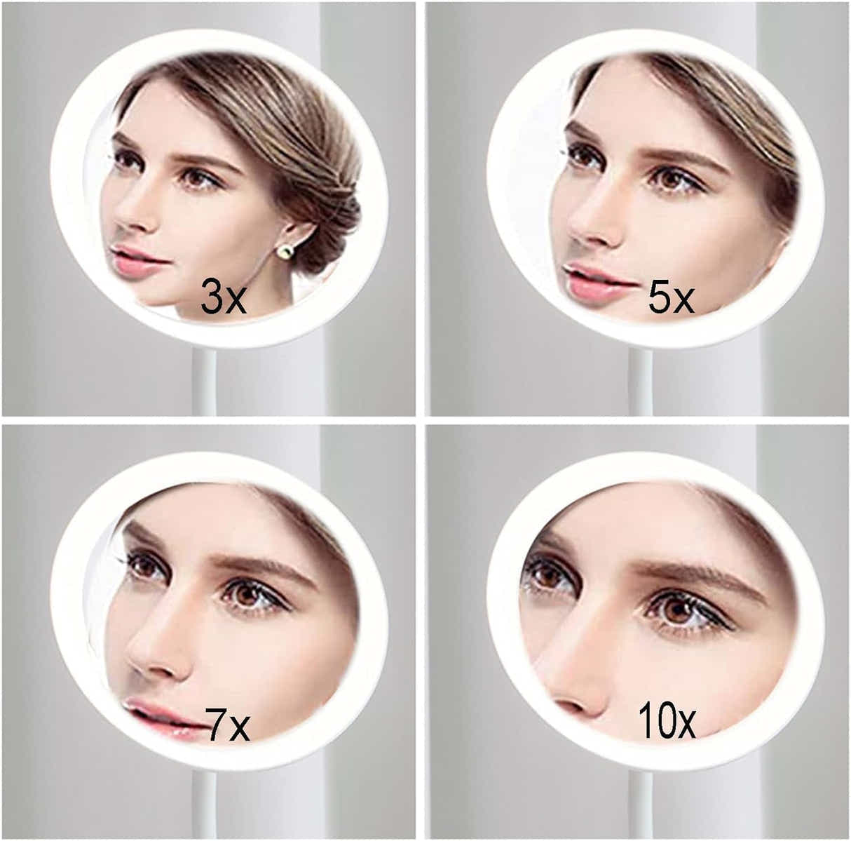 DS NA New Clip-on Magnifying Mirror with LED Light, Rechargeable Light Up Makeup