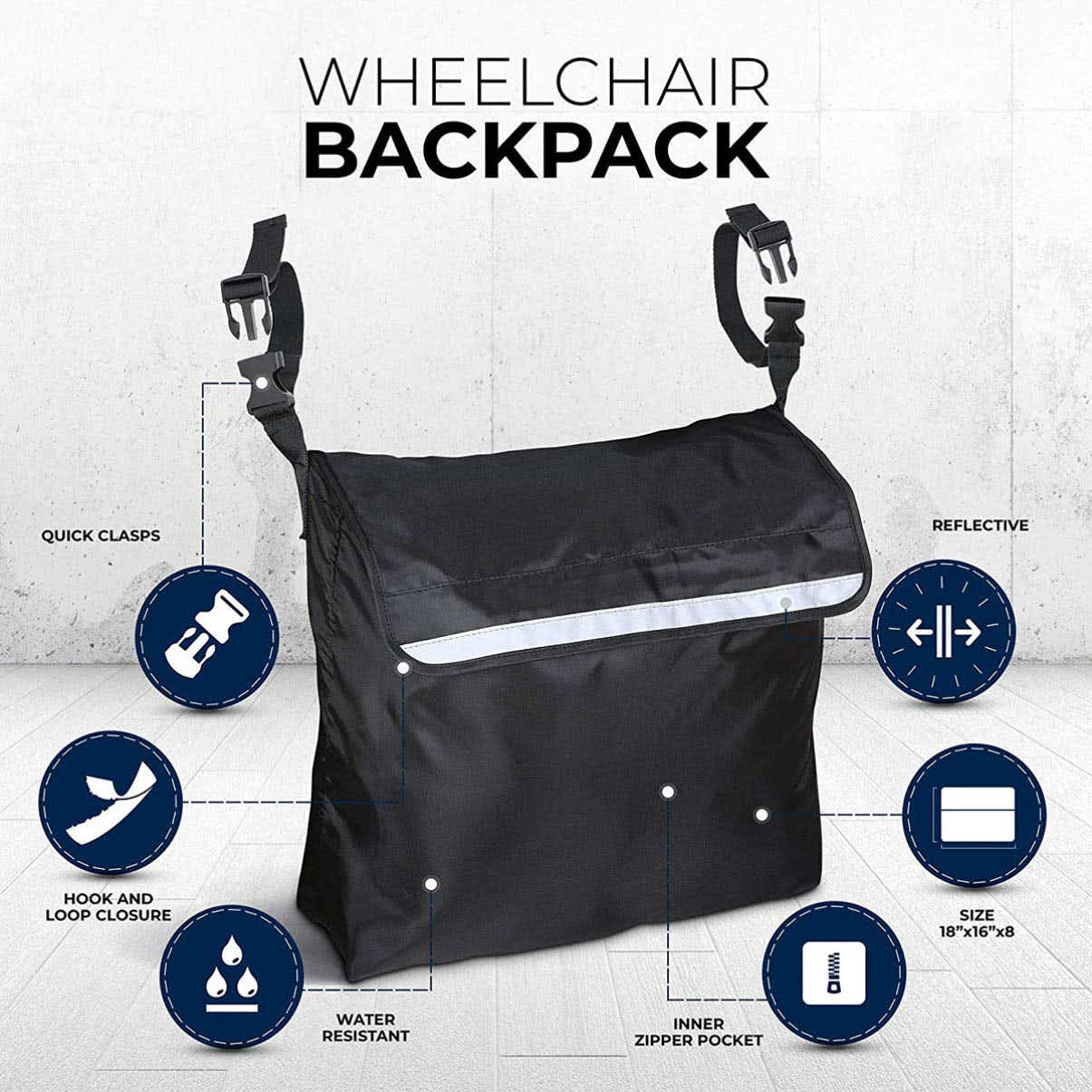 DS NA Wheelchair Pouch Wheelchair Bag Waterproof Large Wheelchair Accessories Ba