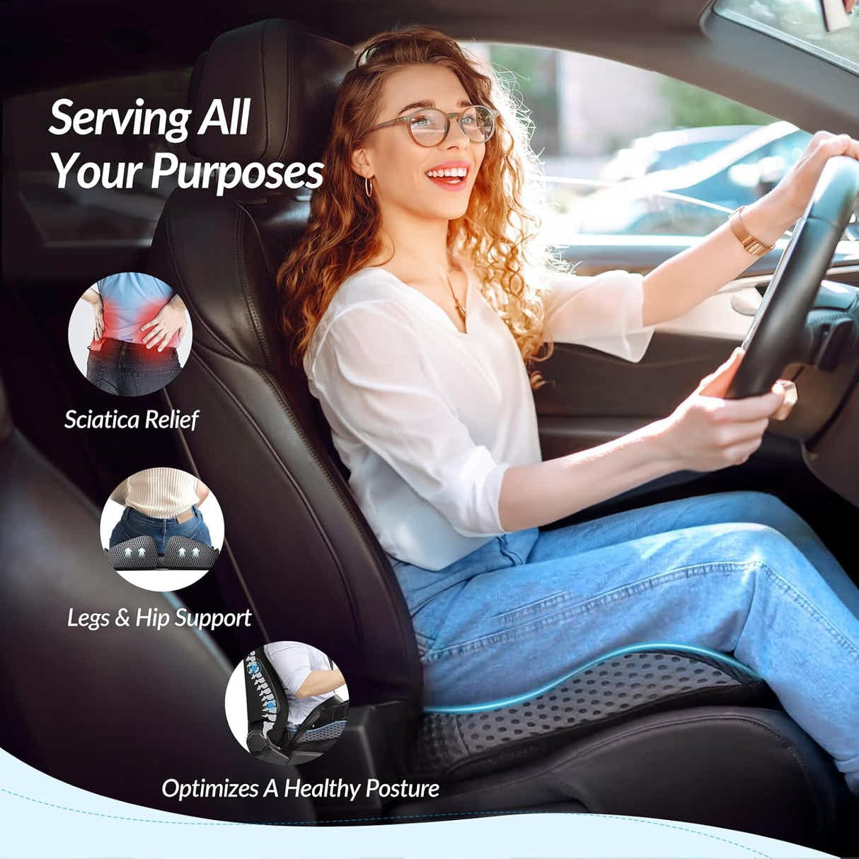 DS NA Wedge Car Seat Cushion for Driving, Innovative Seat Cushion with Honeycomb