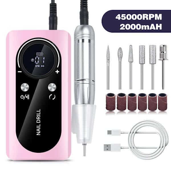 DS NA Electric Nail File Rechargeable Portable 45000 rpm Pink