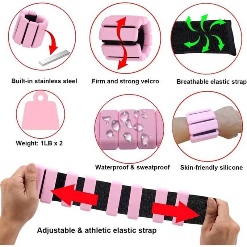 DS NA Adjustable Ankle Wrist Weights 900g 2 PCS for Training Walking Jogging