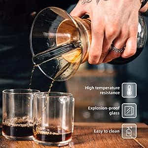 DS NA Pour Over Coffee Maker,Reusable Glass Coffee Pot Manual Dripper Brewer Han