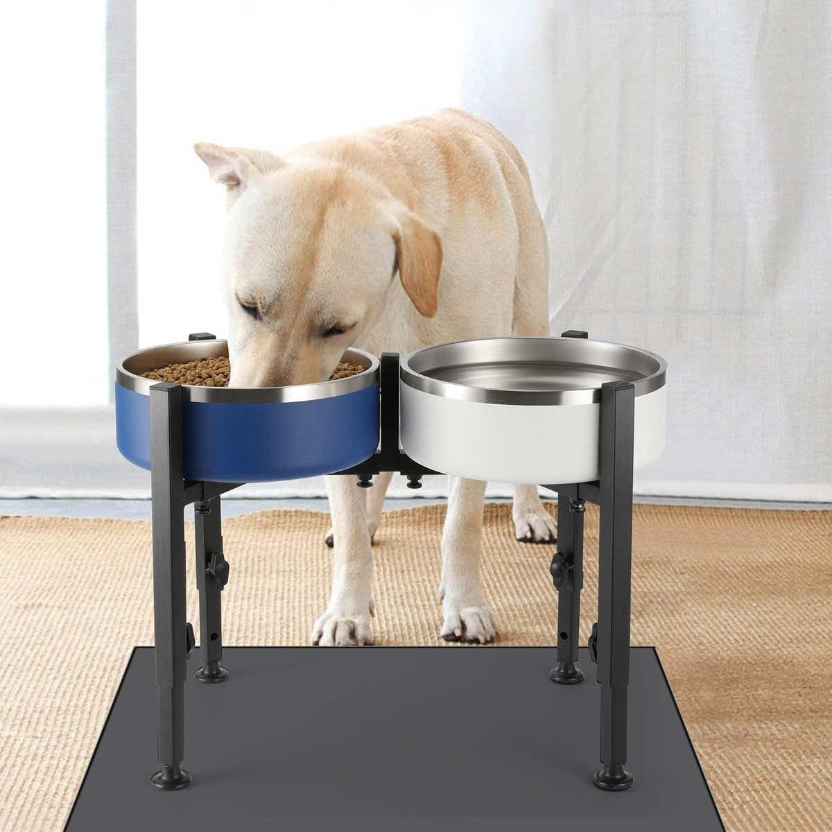 DS NA Dog Food Bowl Holder - Metal Food Bowl Holder - Adjustable Dog Food Bowl H