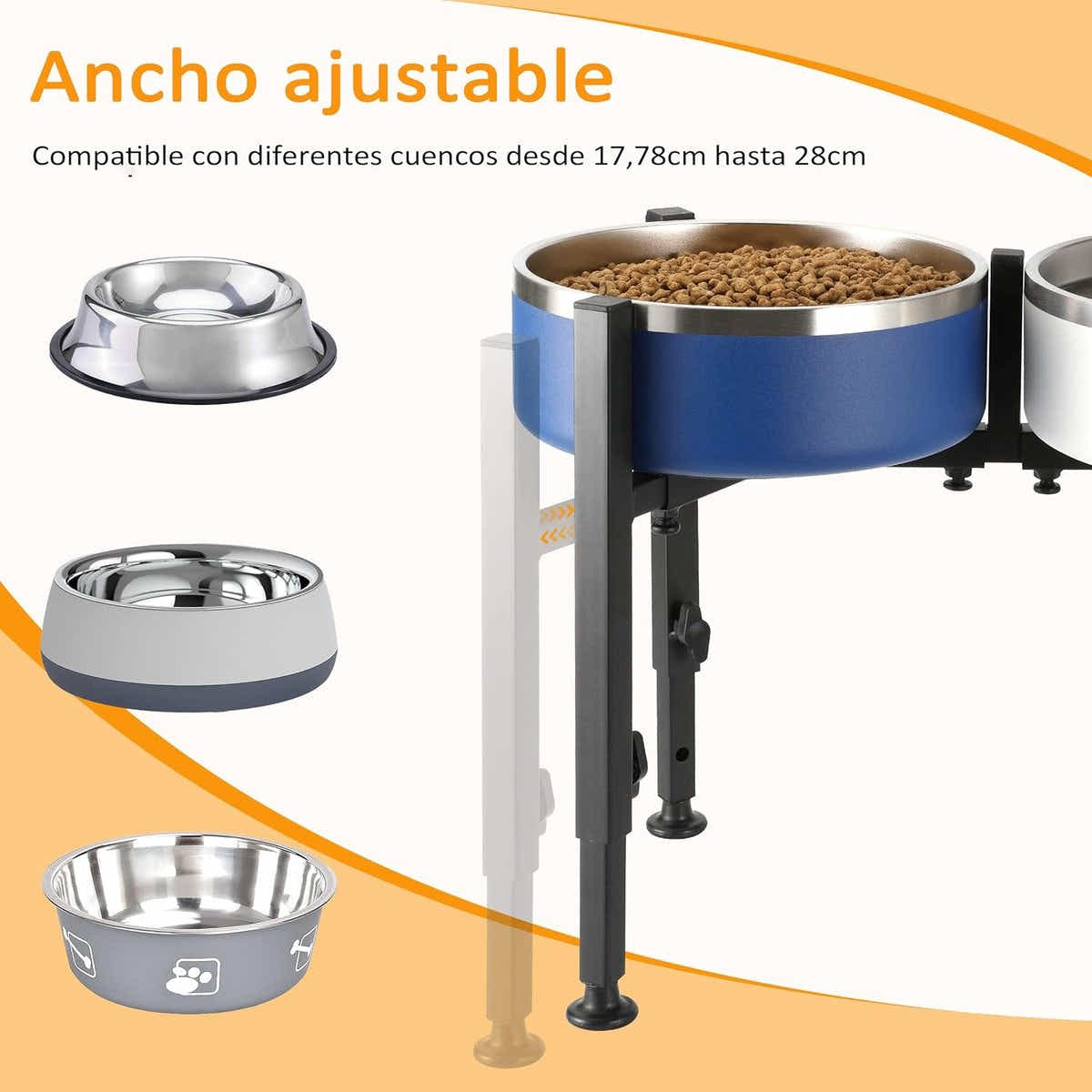 DS NA Dog Food Bowl Holder - Metal Food Bowl Holder - Adjustable Dog Food Bowl H