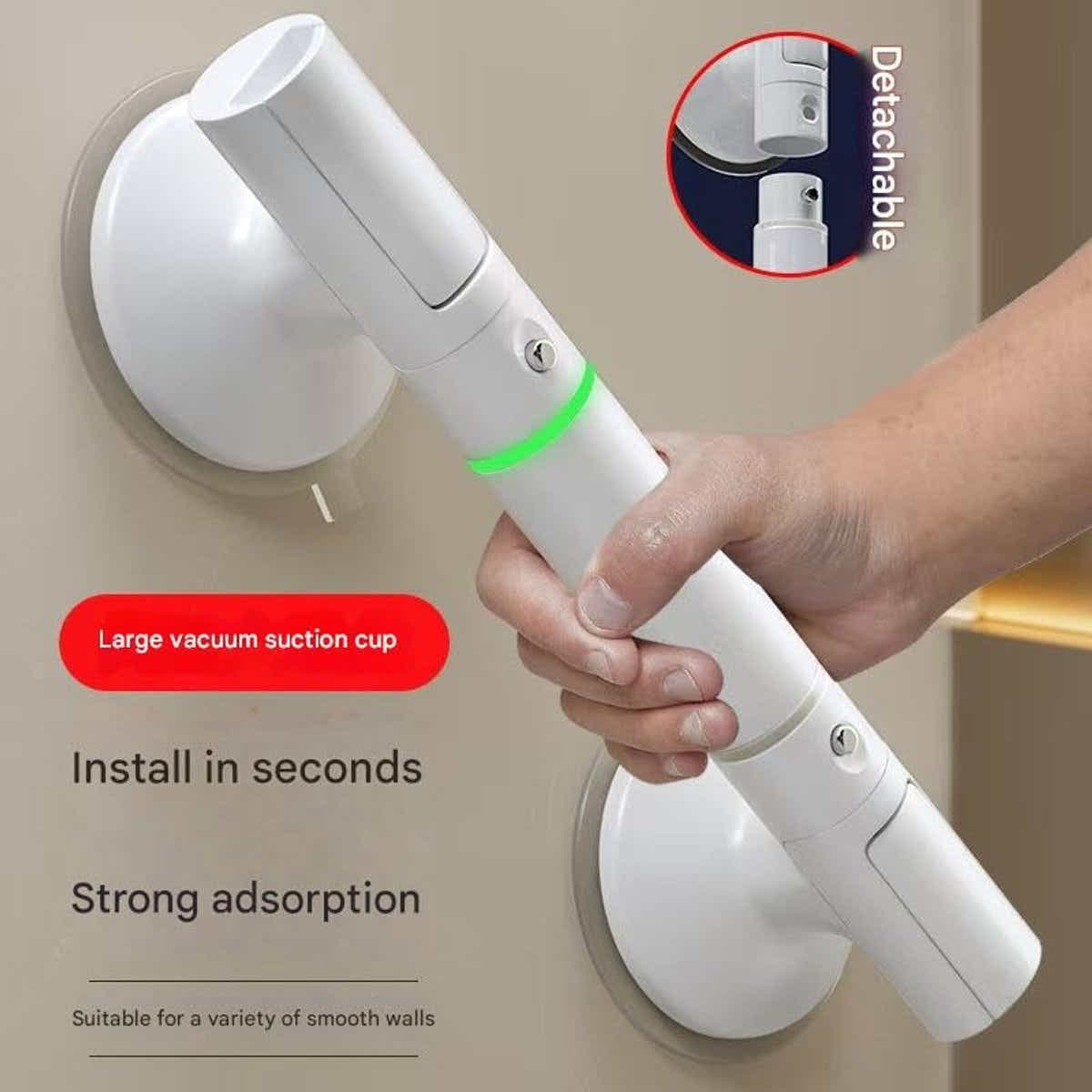 DS NA Suction Cup Shower Handle – Bathroom Safety Grab Bar for Shower & Toilet