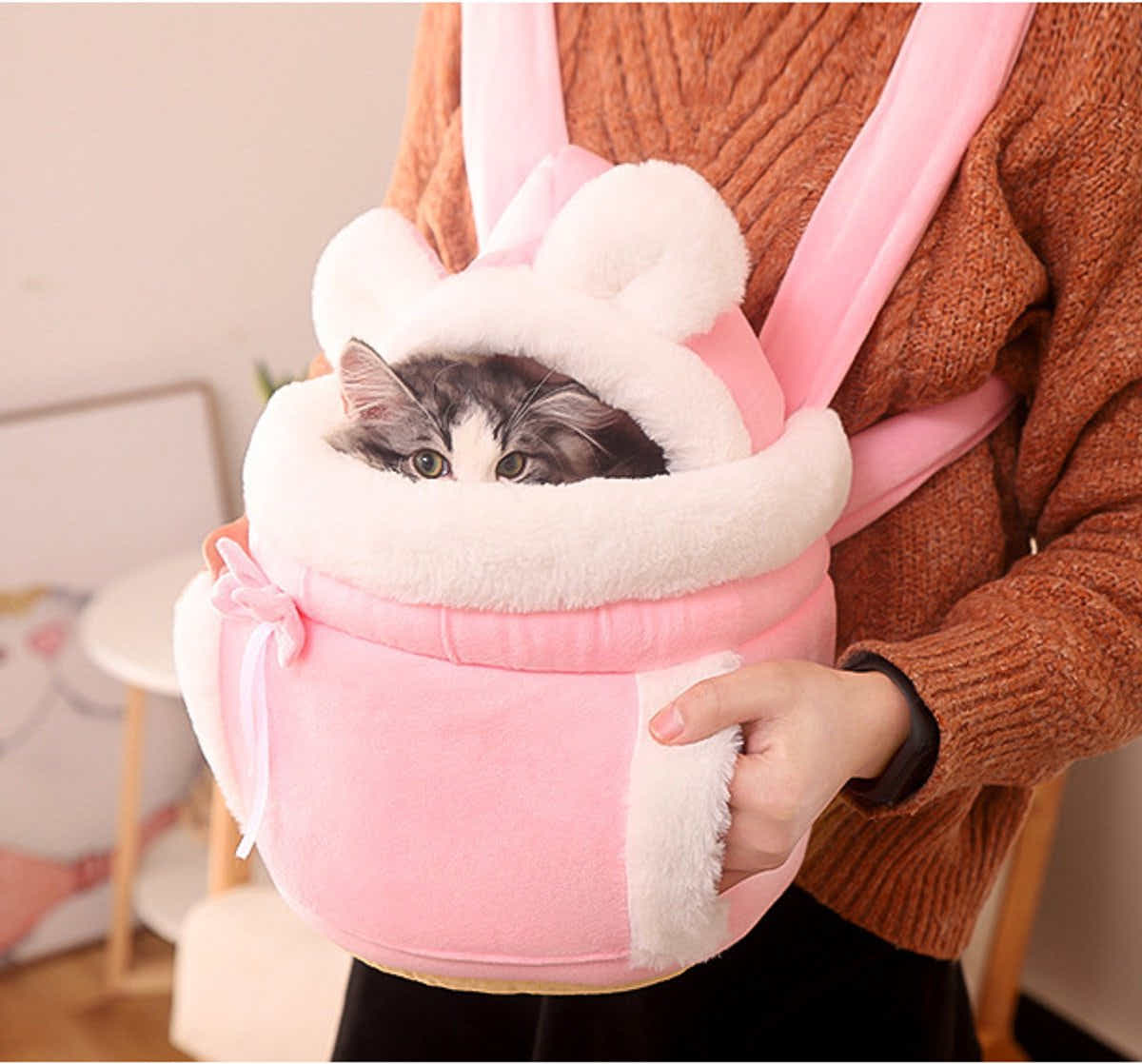 DS NA Cat Bed - Backpack for Pet Travel - Can be used as a basket indoors
