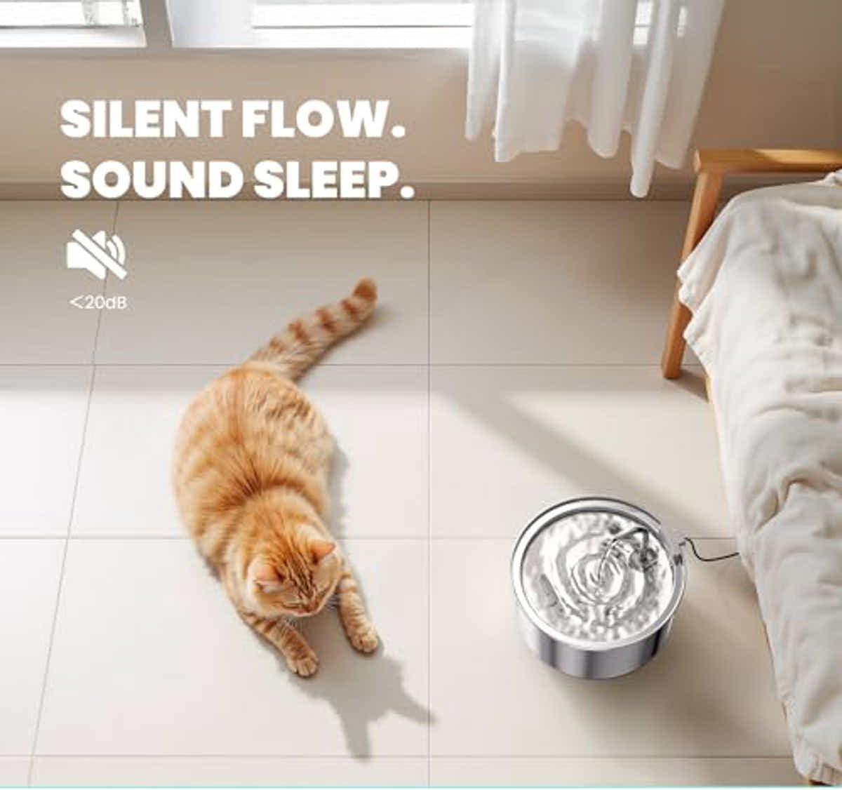 DS NA Cat Drinking Fountain – Quiet 3.2L Stainless Steel Water Fountain