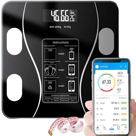 DS NA Smart Scale with Body Analysis - Measures BMI, Fat & Muscle Mass - USB