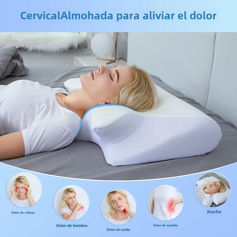 DS NA Viscoelastic Neck Pillow, Ergonomic Contour 2-in-1 Neck Pain Orthopedic