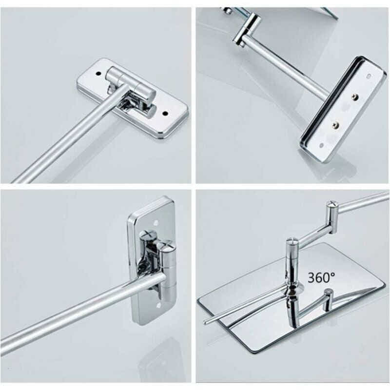 DS NA 3X Magnifying Wall Mirror - Foldable Extension - 360 Degree Rotation