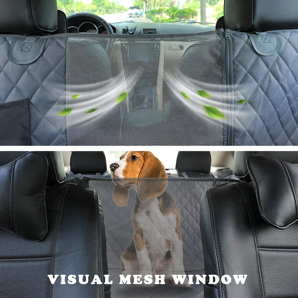 DS NA Dog Car Seat Cover with Mesh Window – Waterproof Back Seat Protector