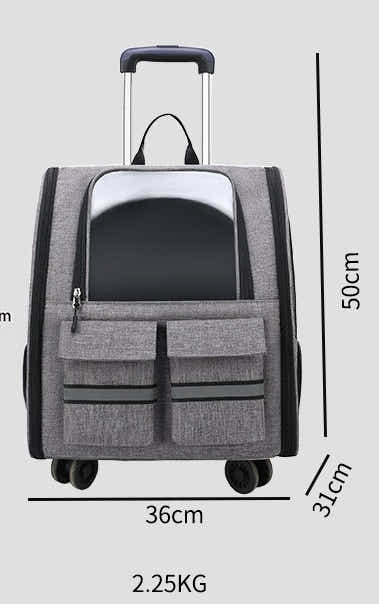DS NA light Blue 3-in-1 Pet Carrier: Rolling Backpack with Collapsible Design