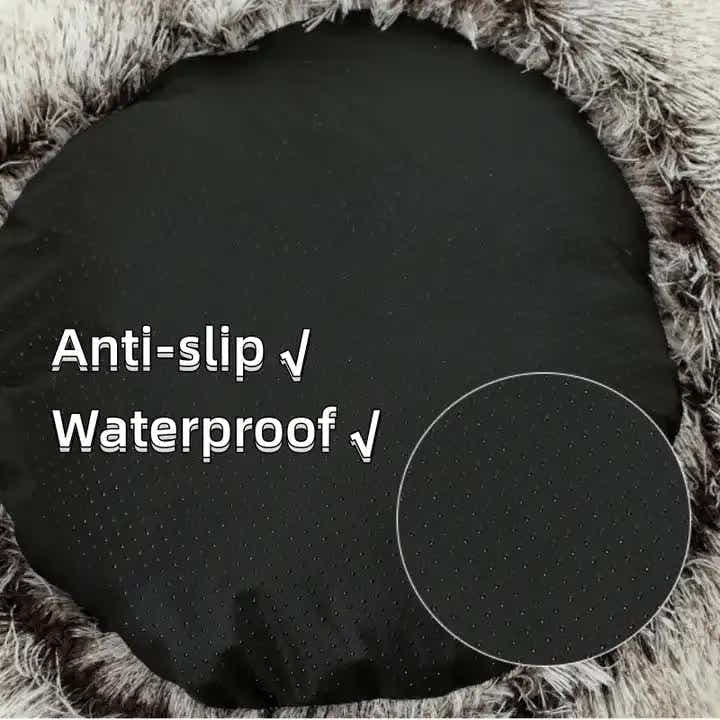 DS NA Cozy Coffee Plush Hooded Pet Bed - Ultra Soft Long Fur Cave Bed for Small