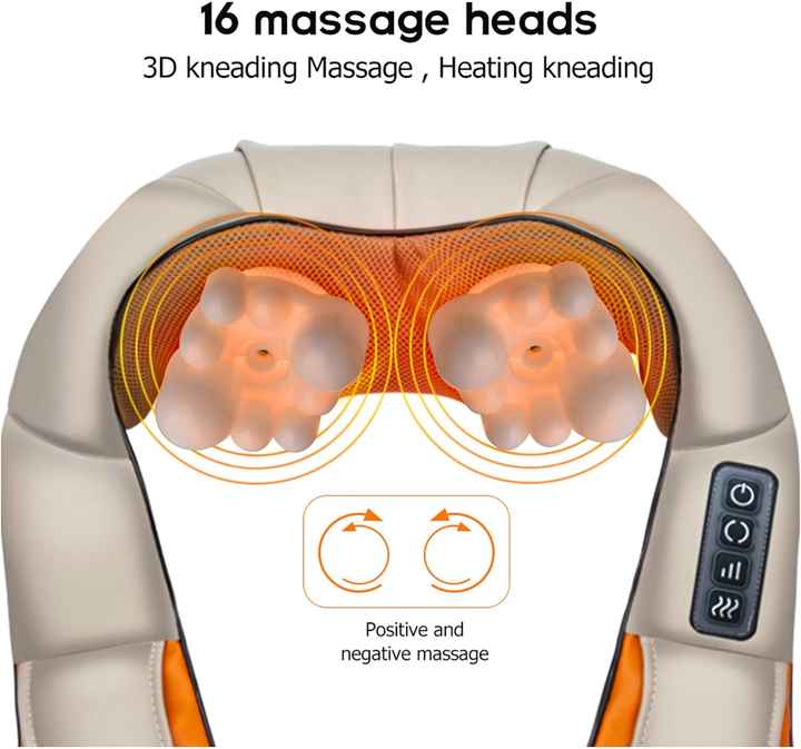 DS NA Blue Portable Kneading Neck and Shoulder Massager with Heat - Four-Button