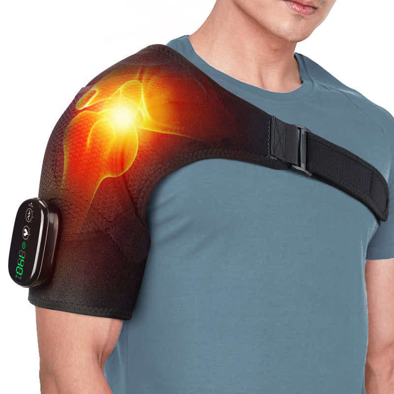DS NA Black Rechargeable Heated Shoulder Massager with LED Display - Adjustable